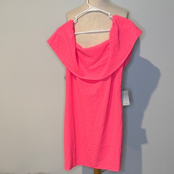 Charles Henry Strapless Hot Pink Dress - Picture 2 of 7